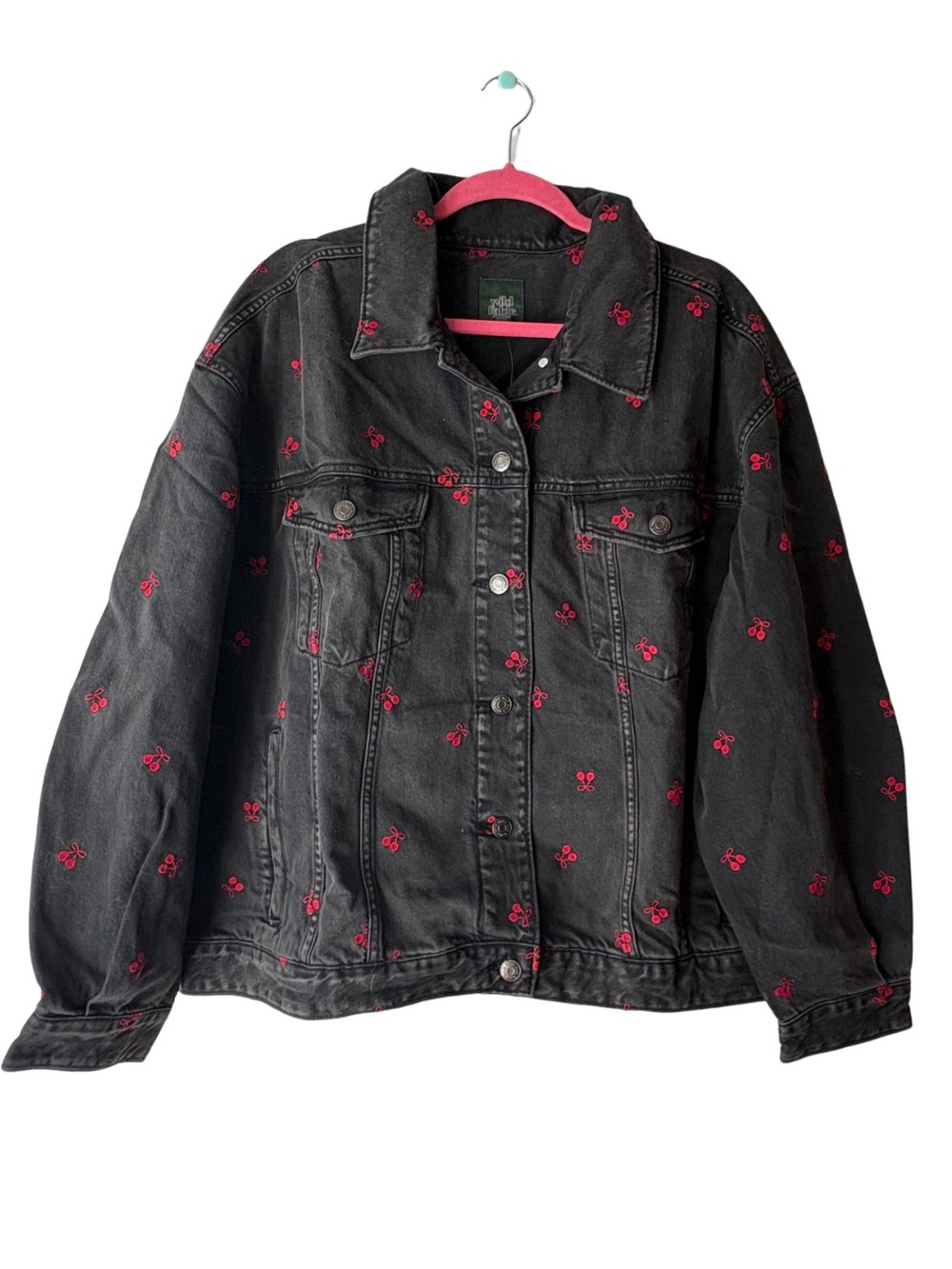 Wild Fable Cherry Black Washed Denim Jacket XL